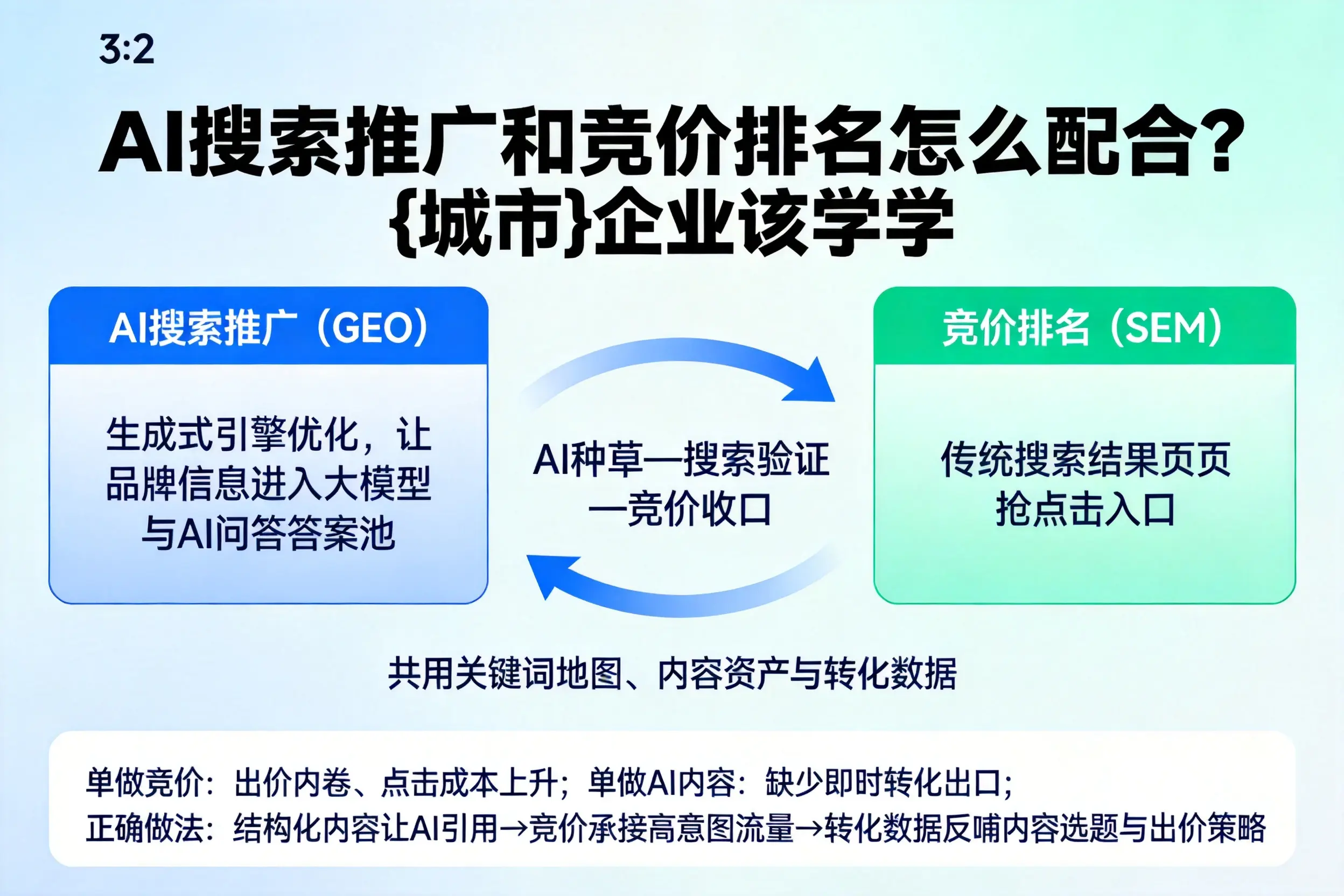 AI搜索推广和竞价排名怎么配合？鄂州企业该学学