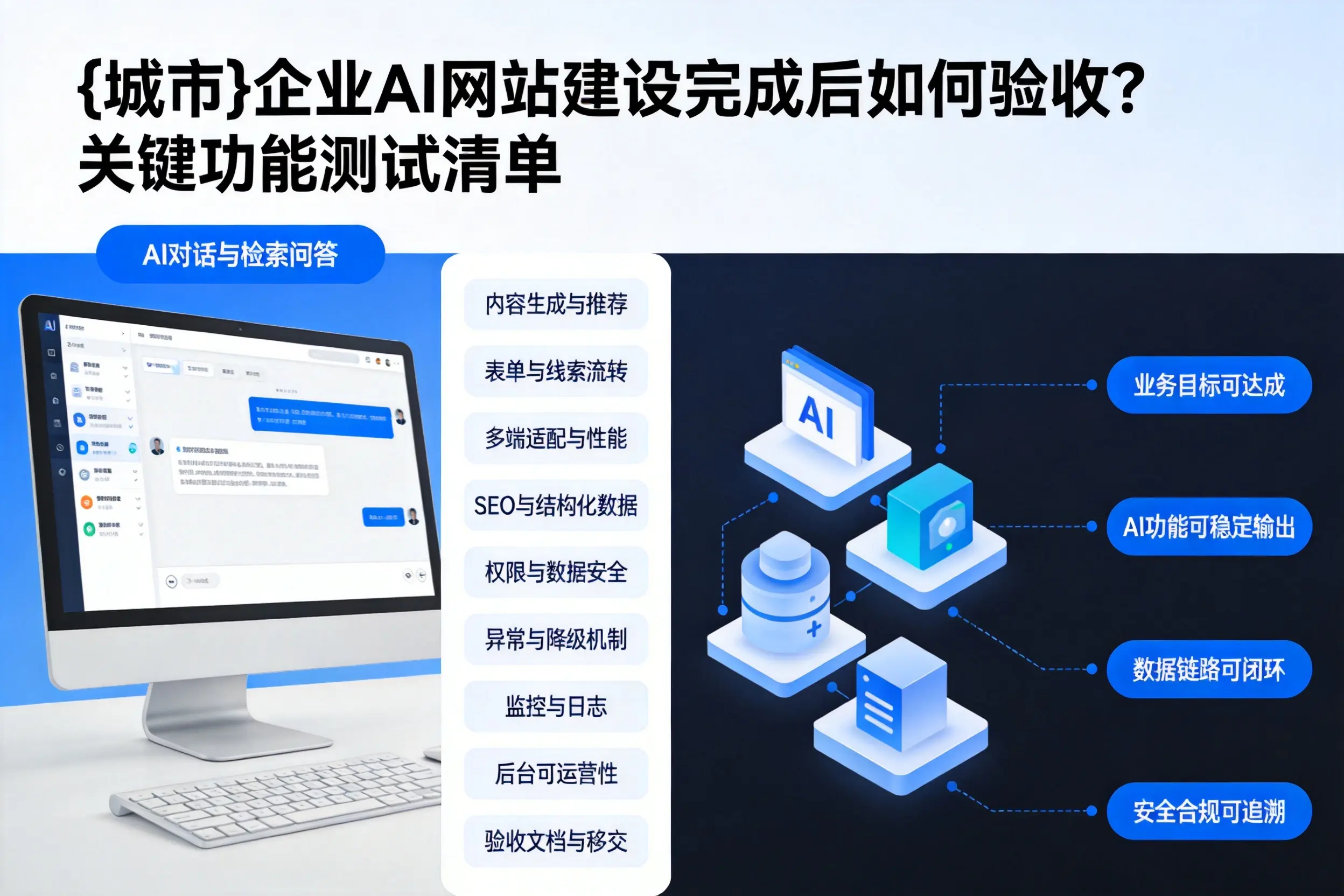 鄂州企业AI网站建设完成后如何验收？关键功能测试清单
