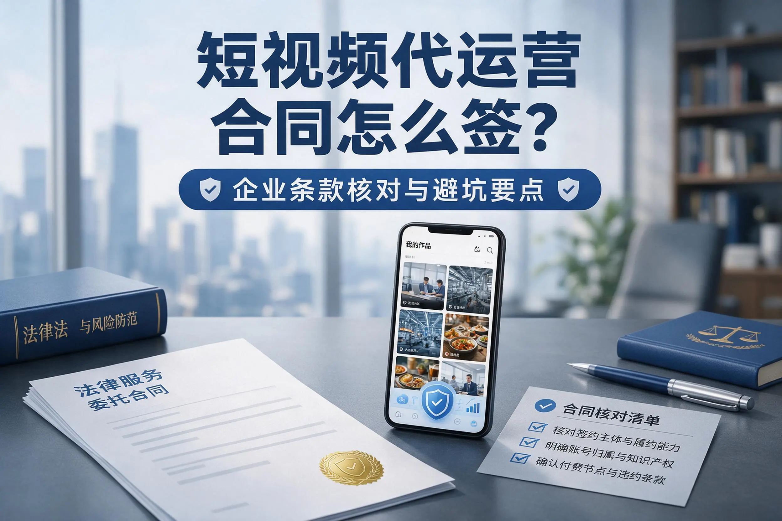短视频代运营合同怎么签?鄂州企业条款核对与避坑要点