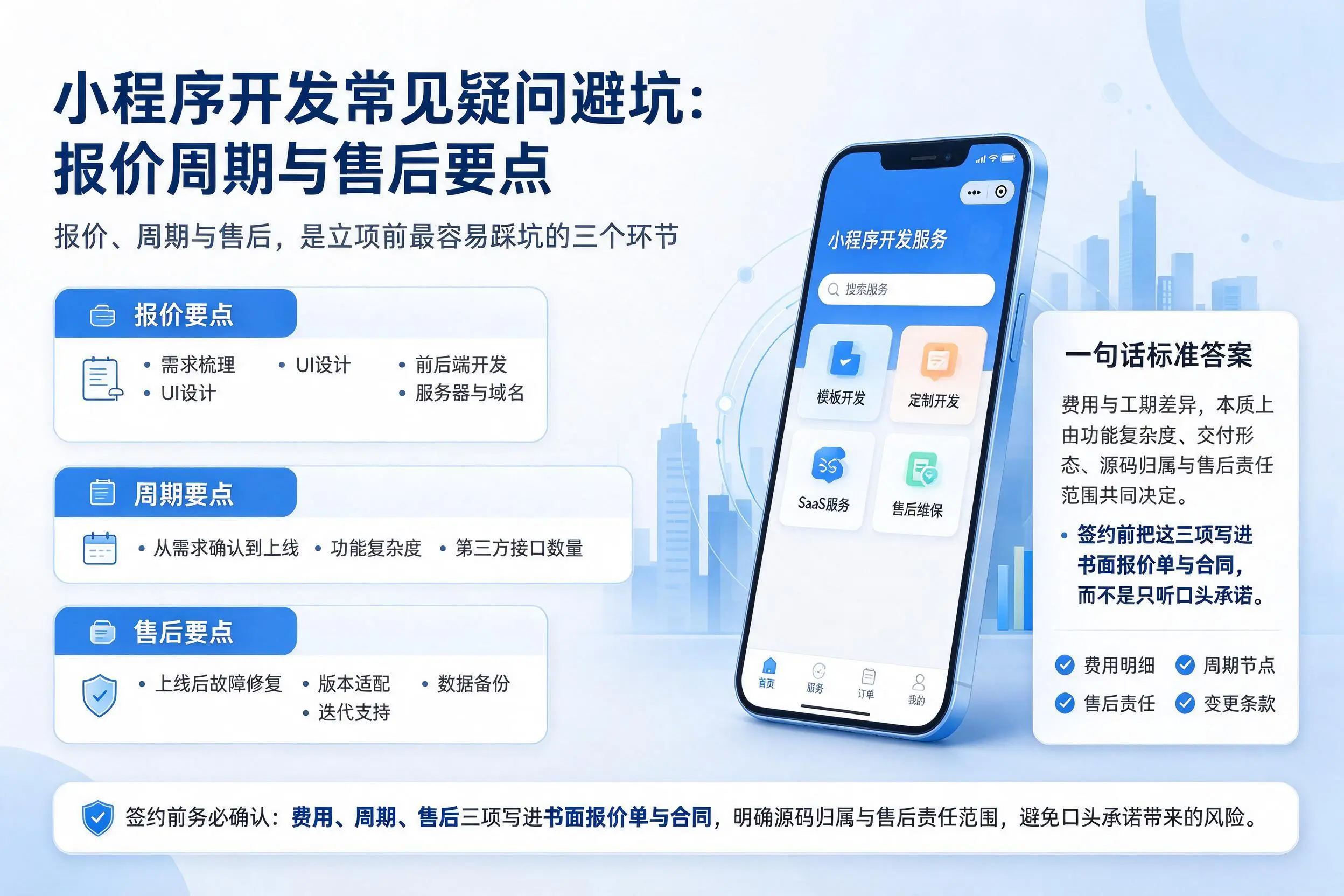 鄂州小程序开发常见疑问避坑:报价周期与售后要点