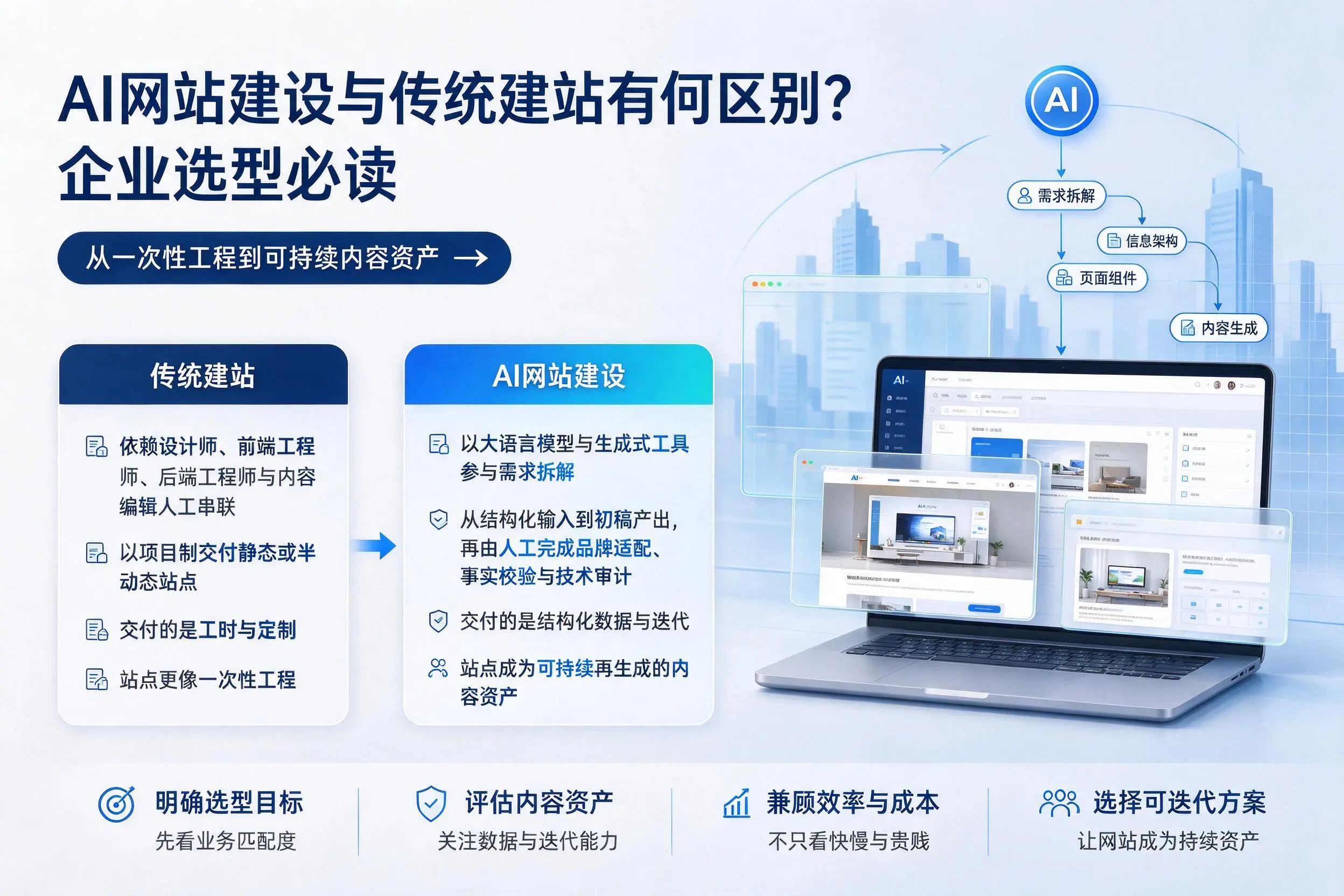 AI网站建设与传统建站有何区别？鄂州企业选型必读