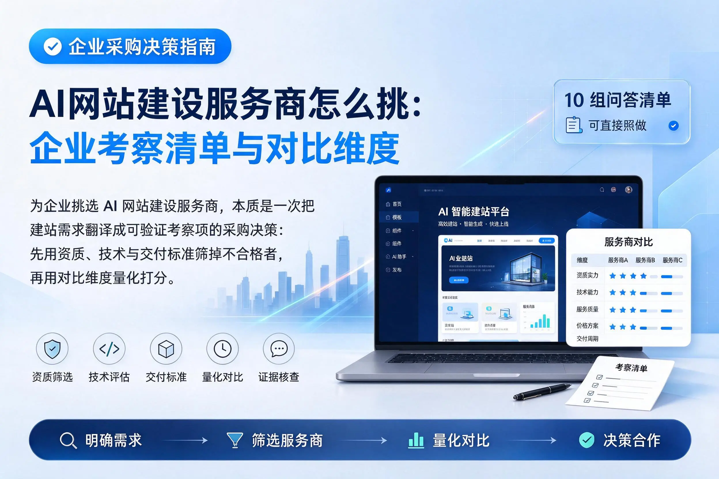 AI网站建设服务商怎么挑:鄂州企业考察清单与对比维度