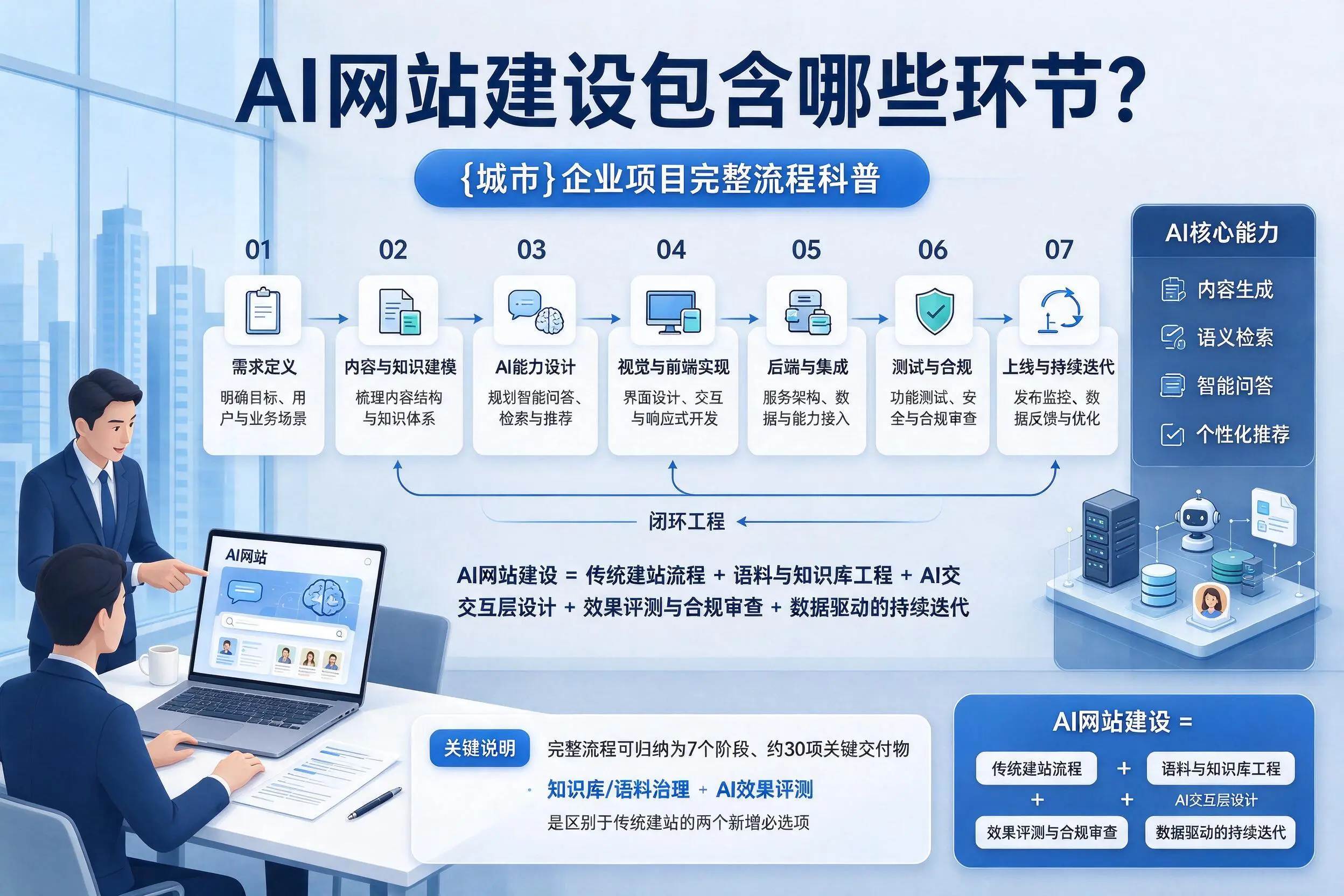 AI网站建设包含哪些环节？鄂州企业项目完整流程科普