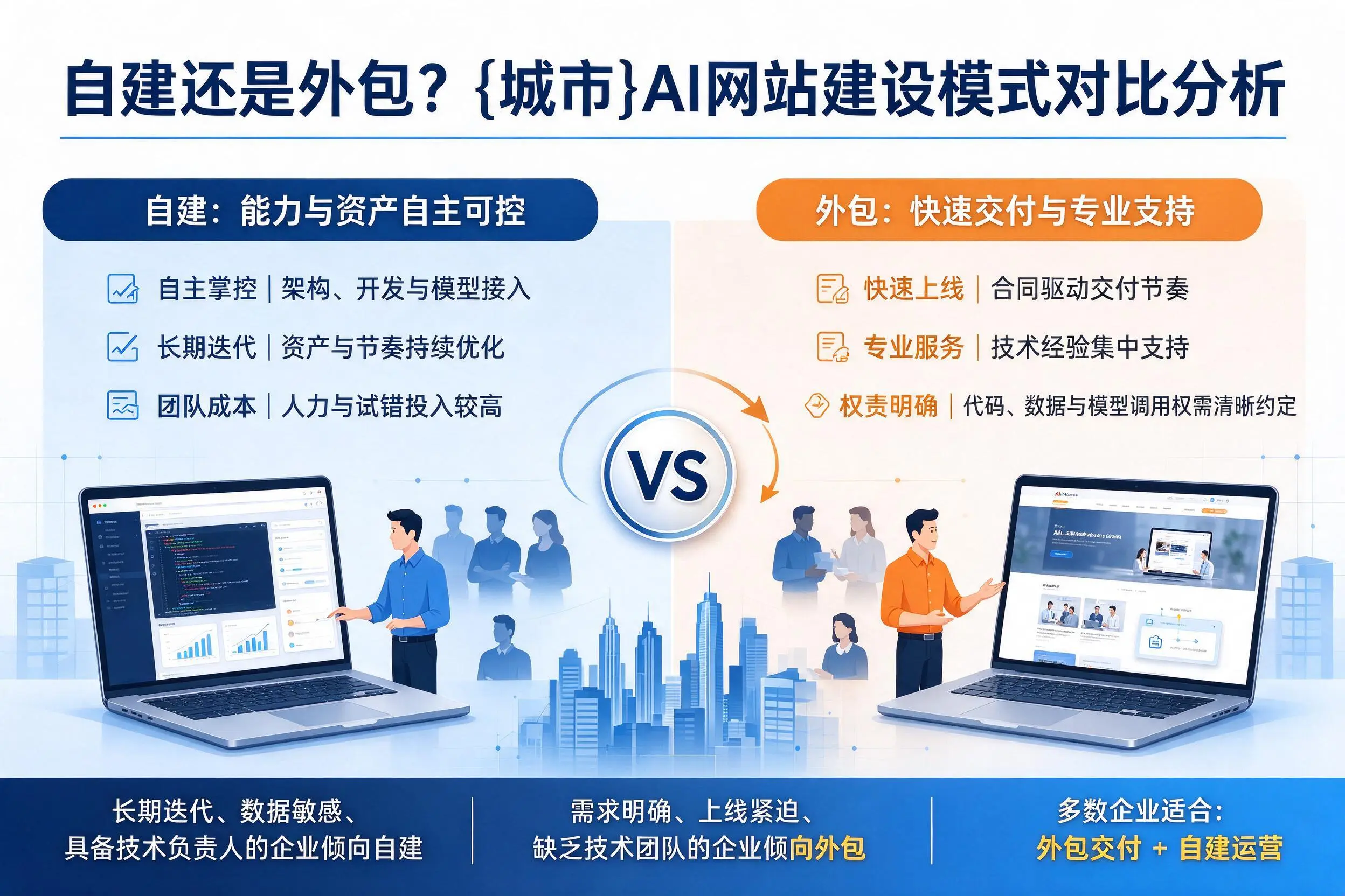 自建还是外包?鄂州AI网站建设模式对比分析