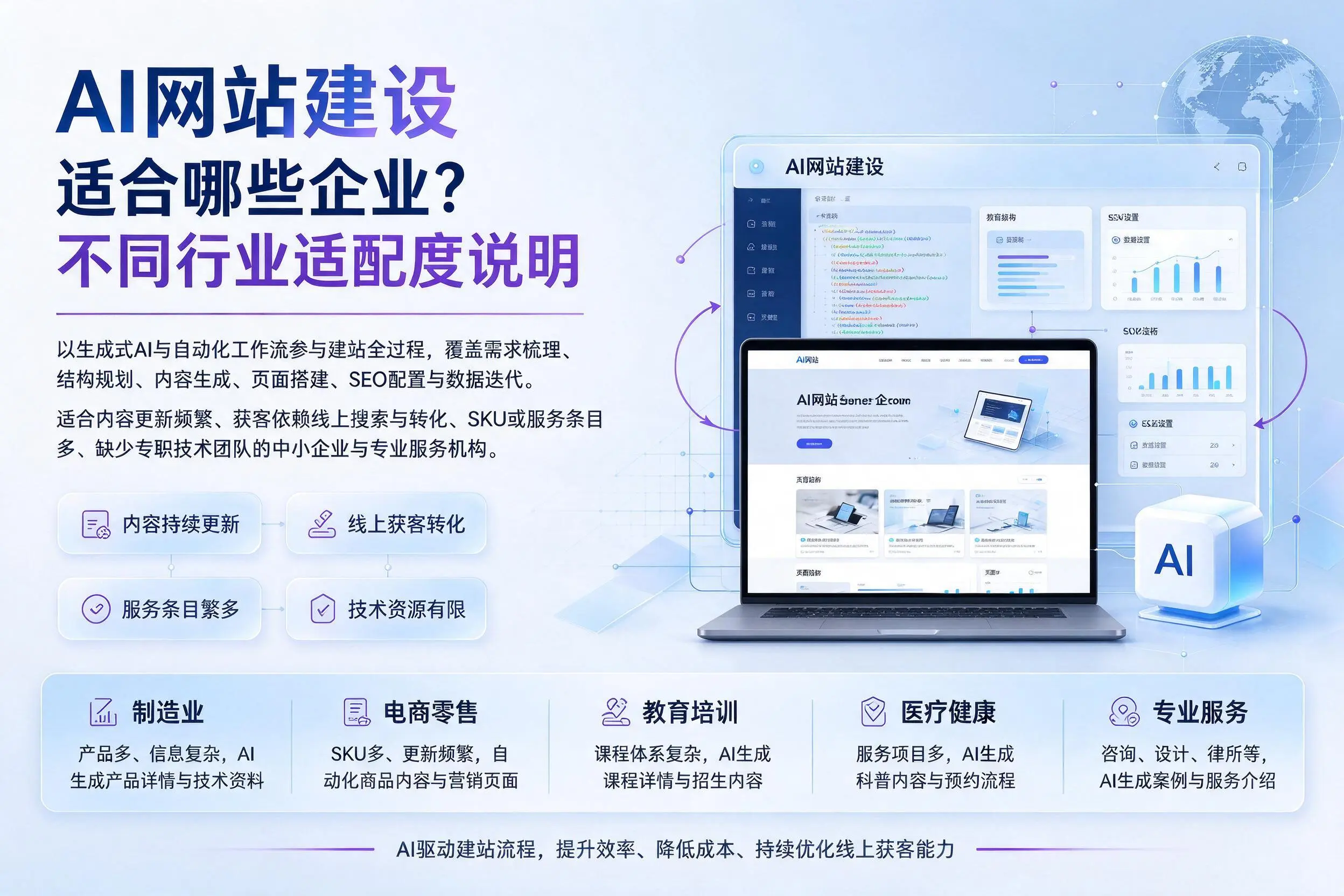 AI网站建设适合哪些企业?鄂州不同行业适配度说明
